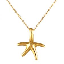 Gold PVD Coated Oval Link Necklace with Starfish Pendant