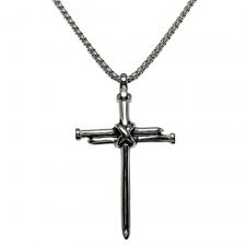 Stainless Steel Rolo Link Chain w/ Cross Nail Pendant