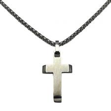 Stainless Steel Rolo Link Chain w/ Small Stainless Steel Cross