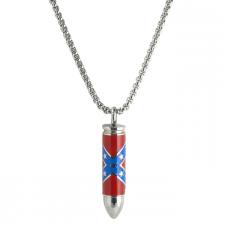 Stainless Steel Rolo Chain with Confederate Flag Bullet Pendent 