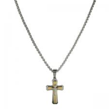 Stainless Steel Necklace with Two Tone Jesus Cross
