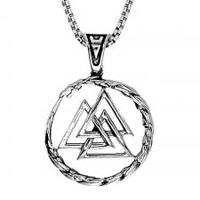 Stainless Steel Chain w/ Round Mystical Pendant