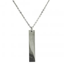 Silver Oval Chain Necklace with Silver Tag Charm