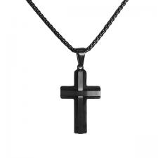 Black Stainless Steel Chain with Cross Pendant