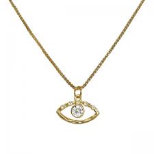 Stainless Steel Gold Chain with cz Evil Eye Pendant