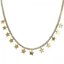 Stainless Steel Tennis Chain with Stars Charms