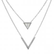 Women's Stainless Steel Hipster Triangle White Stone Necklace