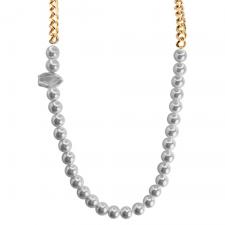 Stainless Steel Gold Chain With Pearls