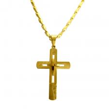 Gold Stainless Steel Chain with Crucifix Pendant