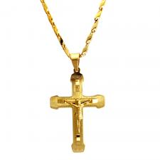 Gold PVD Stainless Steel Chain with Crucifix Pendant