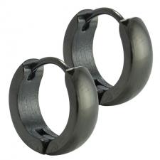 Solid Black Stainless Steel Huggie Earrings
