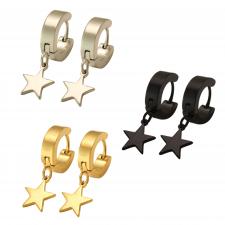 Stainless Steel Huggies Earrings with Dangling Star