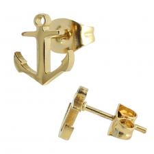 Stainless Steel Gold PVD Anchor Earrings