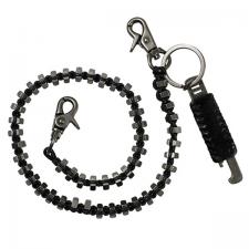 Stainless Steel and Leather Biker Wallet Chain
