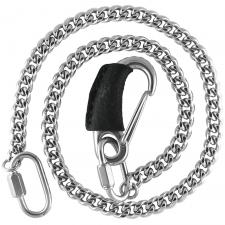 Long Stainless Steel Key Chain W/ Leather Accent