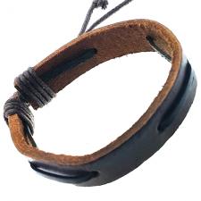 Dark Brown Leather bracelet with horizontal cord
