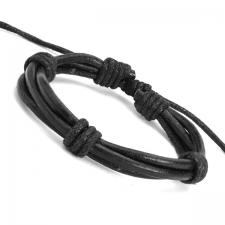 3 Leather Cord Bracelet in Black Color