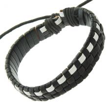 Black, White and Brown Braided Leather Bracelet