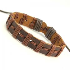 Brown Leather Bracelet with Adjustable Cord or Strap
