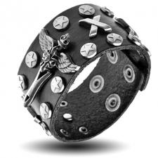 Leather Bracelet with Stars and x Shaped rivets