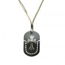 Leather Necklace with Cross Pendant