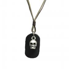 Leather Necklace with Skull Pendant