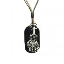 Leather Necklace with Skeleton Fist Pendant