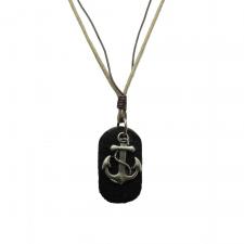 Leather Necklace with Anchor Pendant