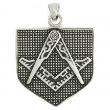 Stainless Steel Silver Masonic Square and Compass Pendant