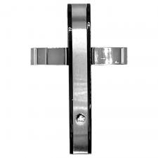 Stainless Steel & Black Cross w/ CZ Pendant