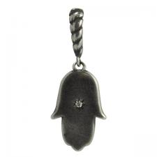 Stainless Steel Gun Color Hamsa with CZ Stone Pendant