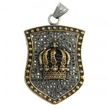 Two Tone Stainless Steel Crown Pendant 