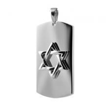 Stainless Steel Star Of David Dog Tag Pendant