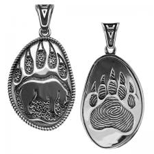 Stainless Steel Double Sided Bear Paw Pendant 