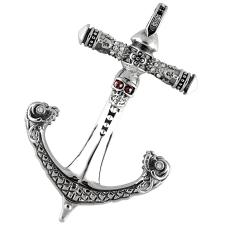 Stainless Steel Gothic Anchor Pendant with Skull 
