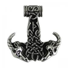 Stainless Steel Celtic Anchor with Ram Heads Pendant