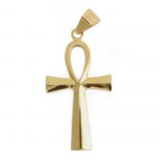 Gold Tone Stainless Steel Ankh Pendant