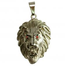 Gold PVD  Stainless Steel Lion Pendant with Red Jewel Eyes