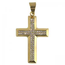 Stainless Steel Gold PVD Encrusted Cross Pendant