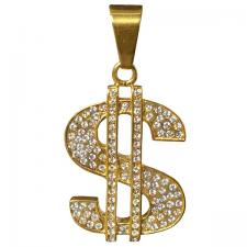 Gold pvd Stainless Steel Money Sign Pendant