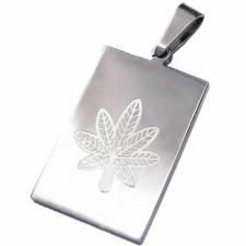 Awesome Stainless Steel Dog Tag Pendant With Engraved Pot Leaf Design