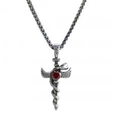 Stainless Steel Snake Heart Stone Dagger Necklace