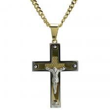 Stainless Steel Two Tone Cross Necklace