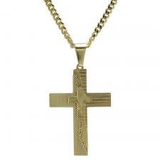 Stainless Steel Gold PVD  Double Cross Necklace