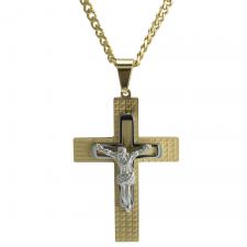 Double Cross Gold Necklace 