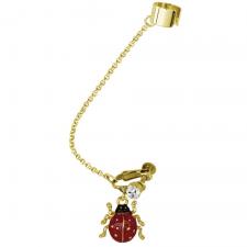 Gold Color Lady Bug Ear Cuff with CZ Accent
