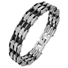 Double Link Stainless Steel and Rubber Bracelet