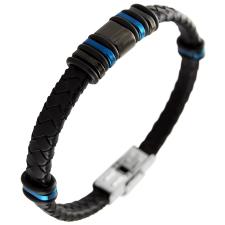 Men's Braided Leather and Stainless Steel Bracelet