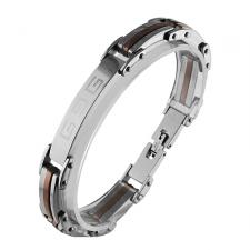 Stainless Steel Link Bracelet with Greek Design