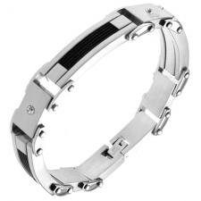 Stainless Steel Bracelet with Cubic Zirconia and Mesh Design